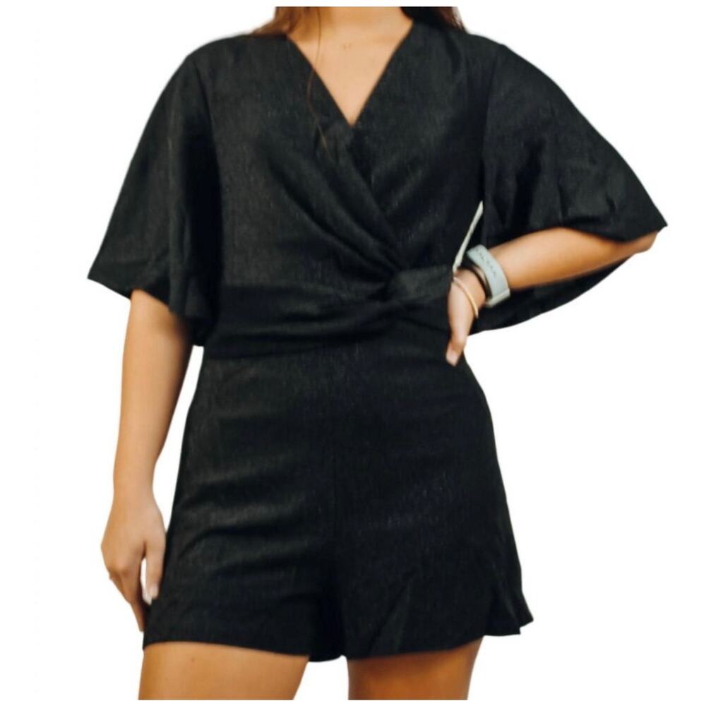 She + Sky Black Flutter Romper size Small NEW